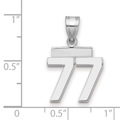 14K Weißgold kleiner polierter Charm „Nummer 77“