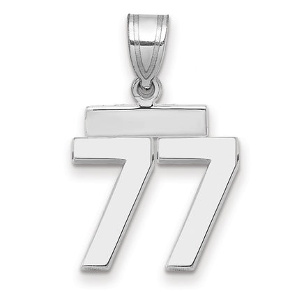 14K Weißgold kleiner polierter Charm „Nummer 77“