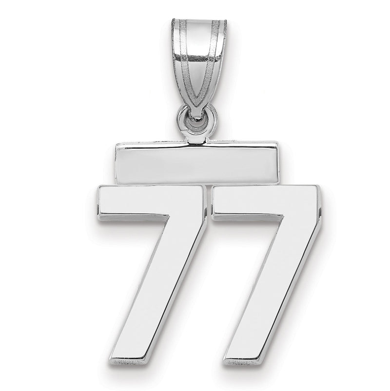 14K Weißgold kleiner polierter Charm „Nummer 77“