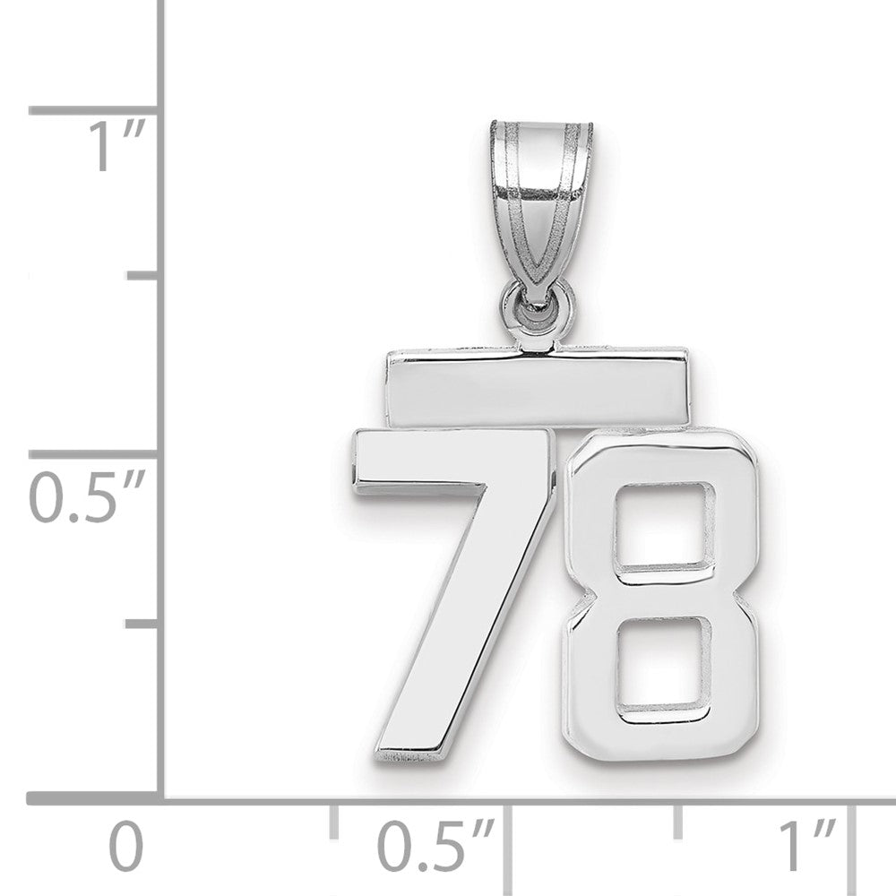 14K Weißgold kleiner polierter Zahl-78-Charm