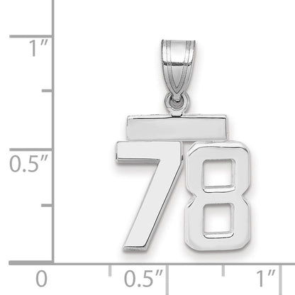 14K Weißgold kleiner polierter Zahl-78-Charm