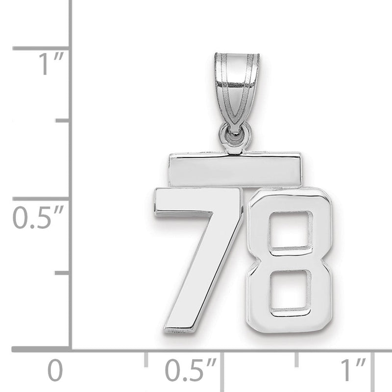 14K Weißgold kleiner polierter Zahl-78-Charm