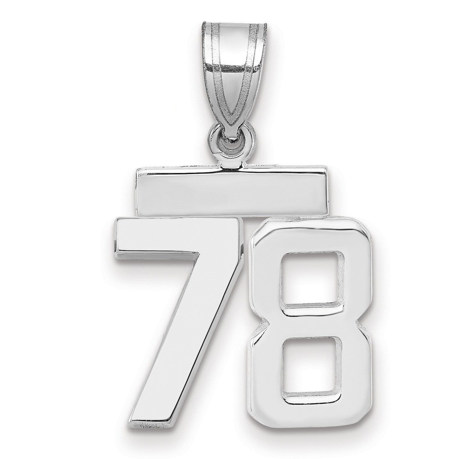 14K Weißgold kleiner polierter Zahl-78-Charm