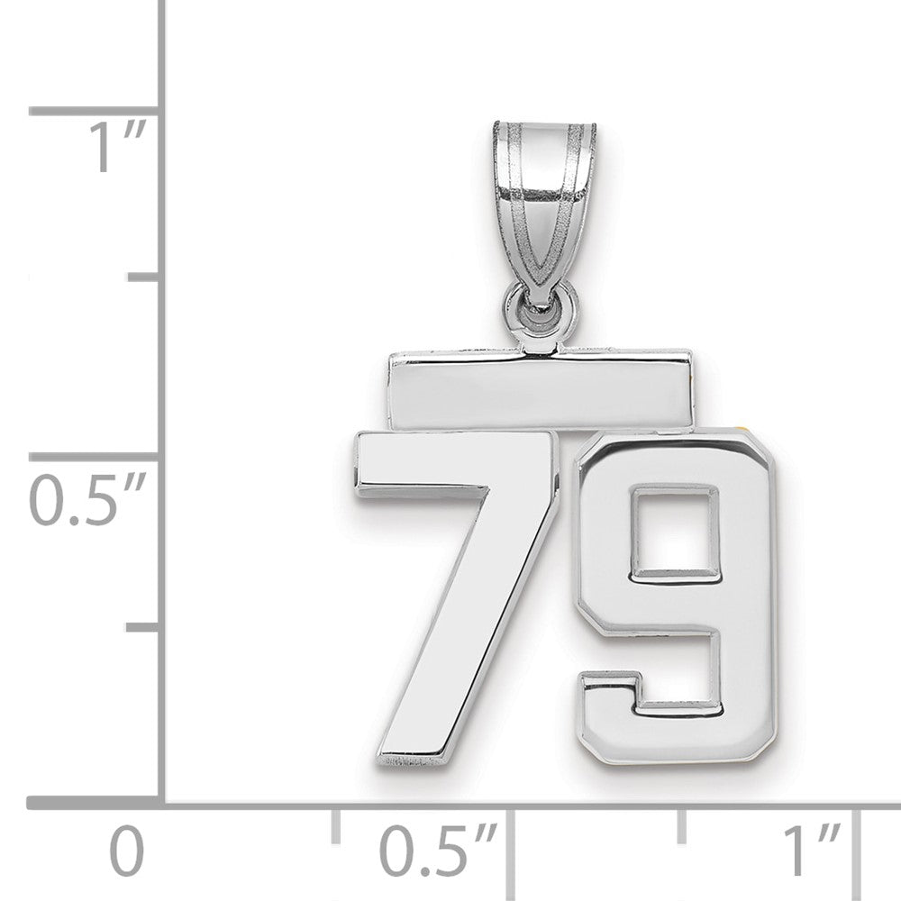 14K Weißgold kleiner polierter Zahl-79-Charm