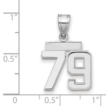 14K Weißgold kleiner polierter Zahl-79-Charm