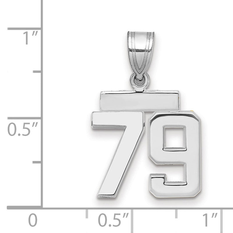 14K Weißgold kleiner polierter Zahl-79-Charm