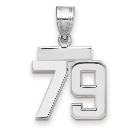 14K Weißgold kleiner polierter Zahl-79-Charm