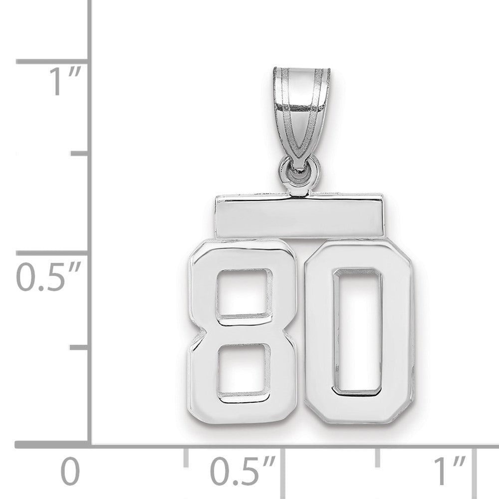 14K Weißgold kleiner polierter Zahl-80-Charm