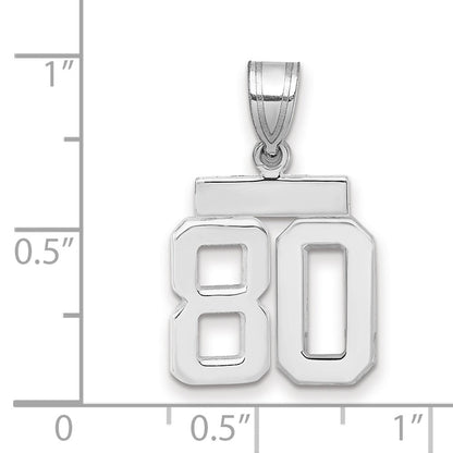 14K Weißgold kleiner polierter Zahl-80-Charm