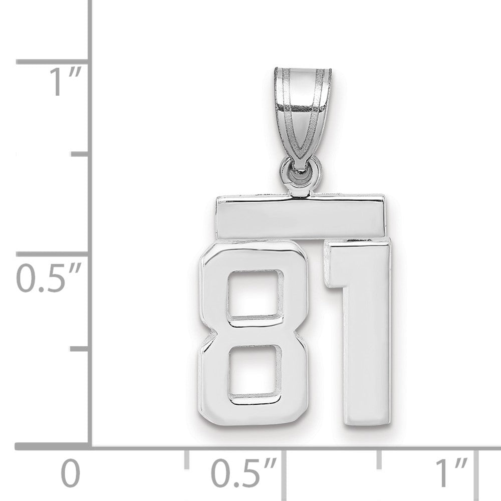 14K Weißgold kleiner polierter Zahl-81-Charm