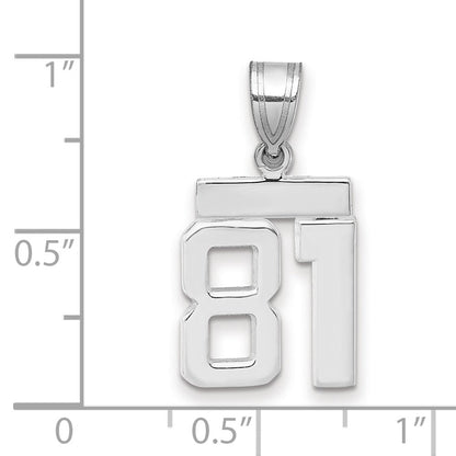 14K Weißgold kleiner polierter Zahl-81-Charm