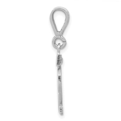 14K Weißgold Kleiner Polierter Zahl-82-Charm