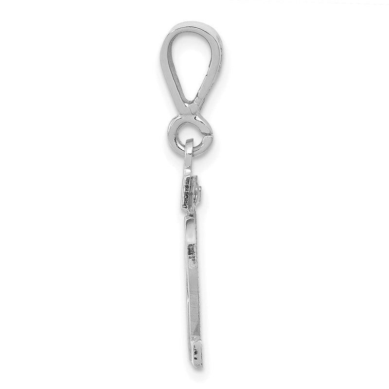 14K Weißgold Kleiner Polierter Zahl-82-Charm