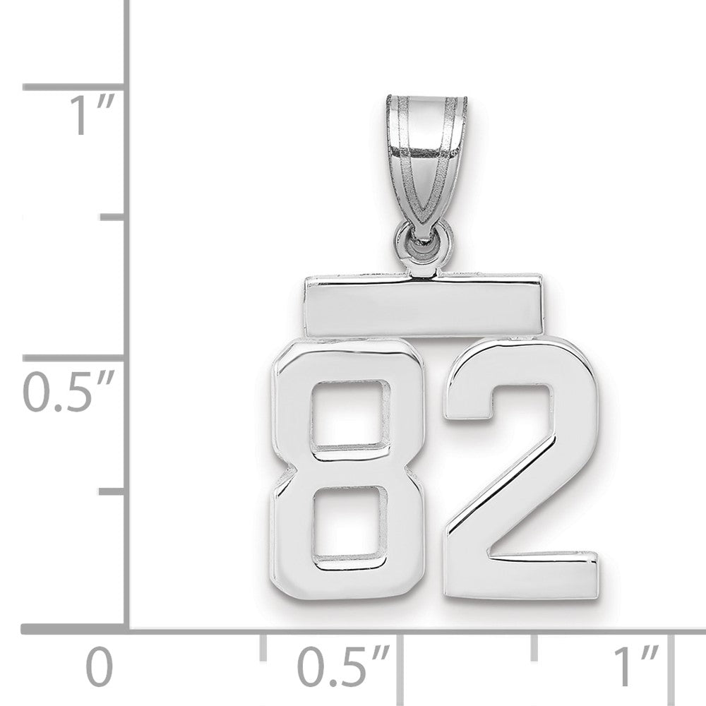 14K Weißgold Kleiner Polierter Zahl-82-Charm