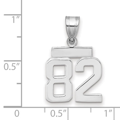 14K Weißgold Kleiner Polierter Zahl-82-Charm