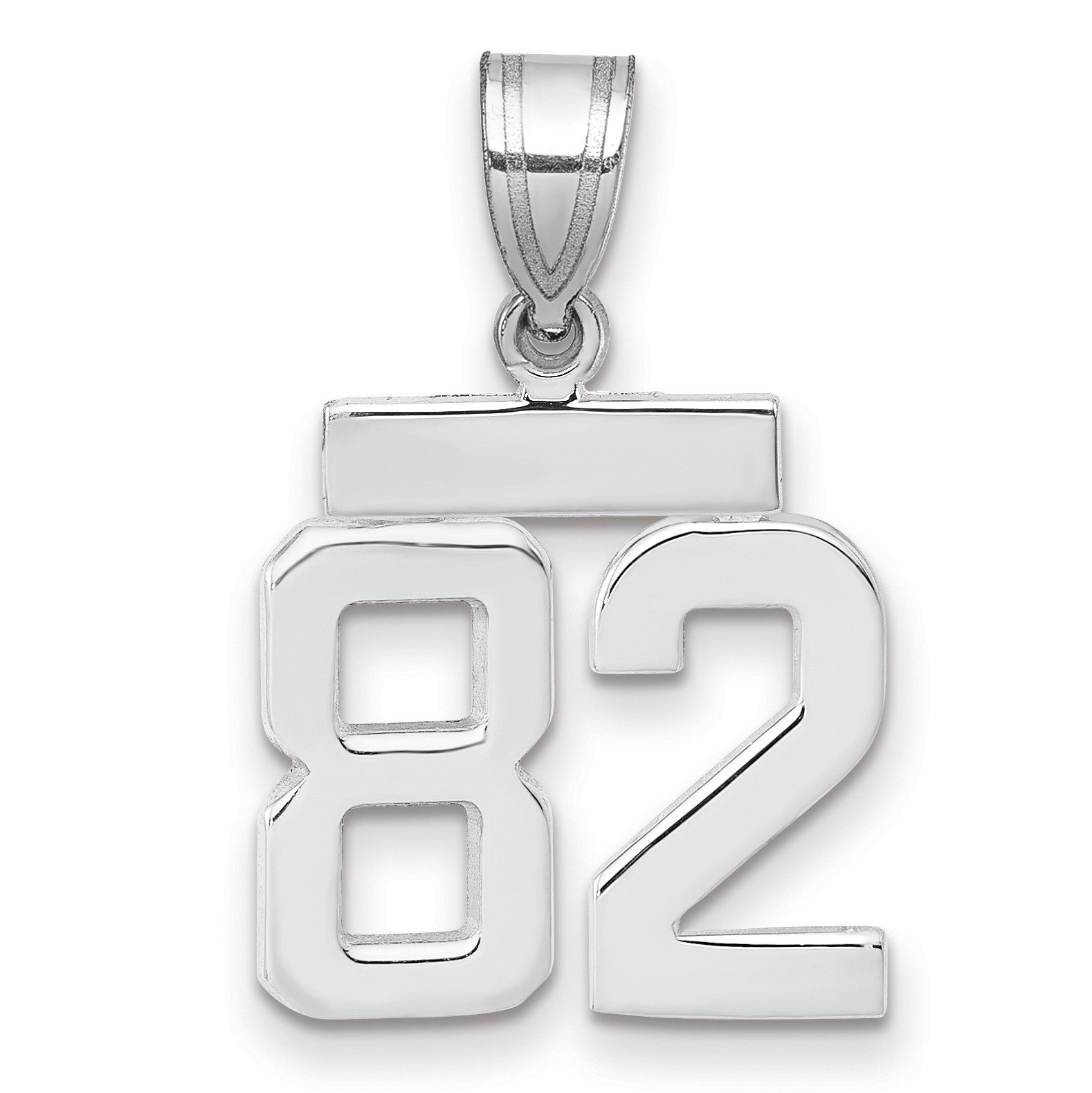 14K Weißgold Kleiner Polierter Zahl-82-Charm