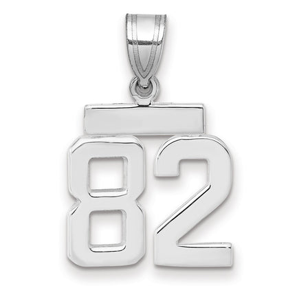 14K Weißgold Kleiner Polierter Zahl-82-Charm