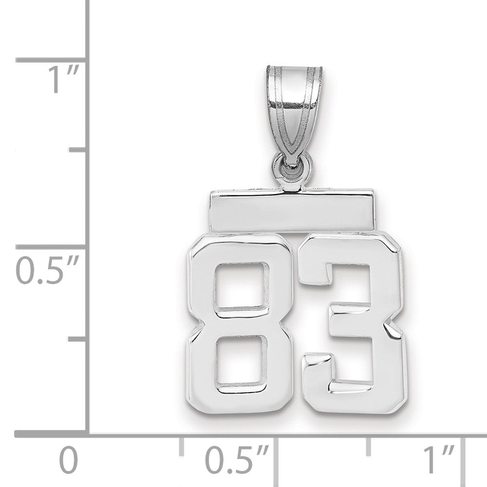 14K Weißgold kleiner polierter Zahl-83-Charm