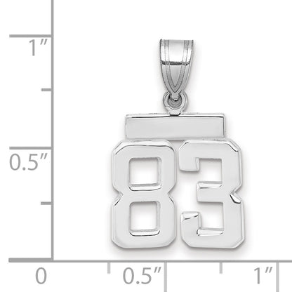 14K Weißgold kleiner polierter Zahl-83-Charm