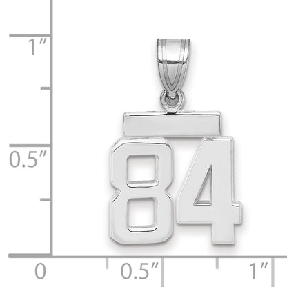 14K Weißgold kleiner polierter Zahlen-Charm „84