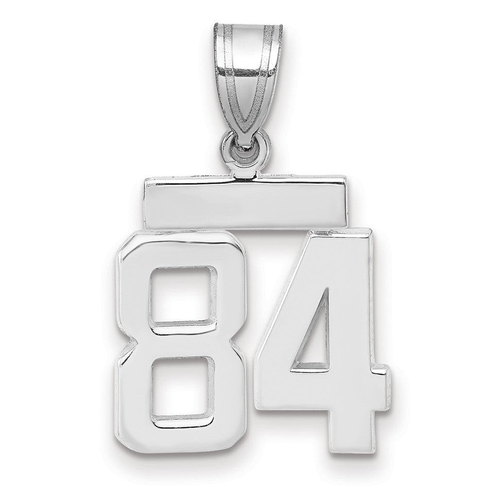 14K Weißgold kleiner polierter Zahlen-Charm „84