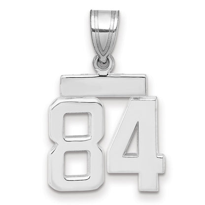 14K Weißgold kleiner polierter Zahlen-Charm „84