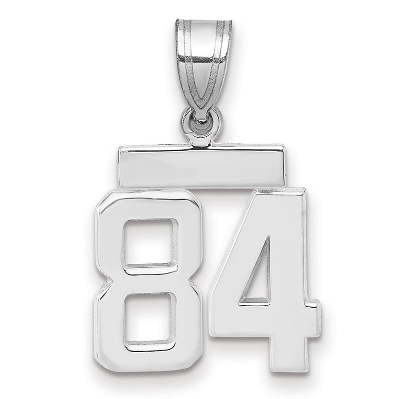 14K Weißgold kleiner polierter Zahlen-Charm „84
