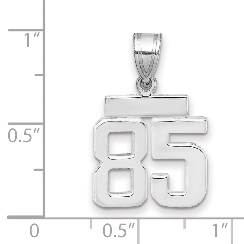 Kleiner polierter Charm „Zahl 85“ aus 14K Weißgold