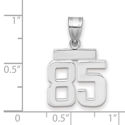 Kleiner polierter Charm „Zahl 85“ aus 14K Weißgold