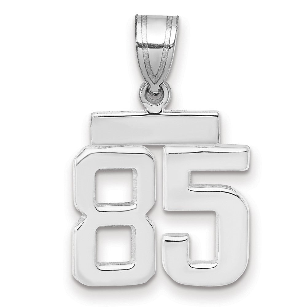 Kleiner polierter Charm „Zahl 85“ aus 14K Weißgold