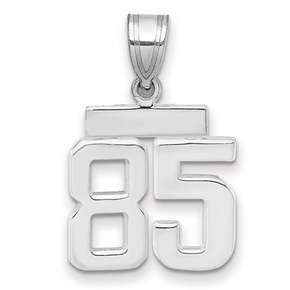 Kleiner polierter Charm „Zahl 85“ aus 14K Weißgold