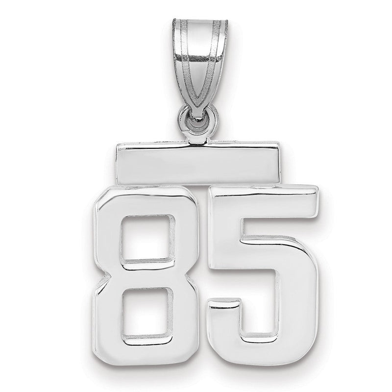 Kleiner polierter Charm „Zahl 85“ aus 14K Weißgold