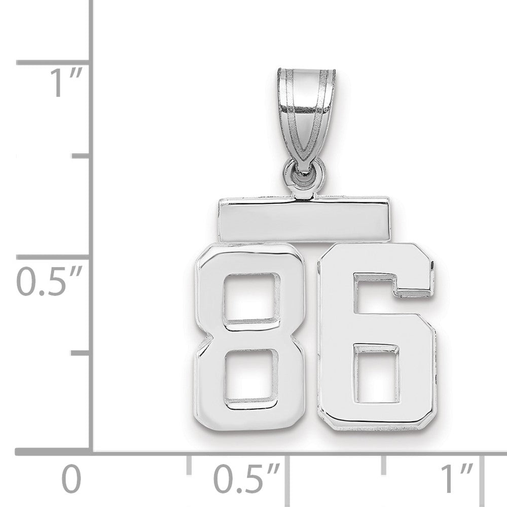 14K Weißgold kleiner polierter Zahl-86-Charm