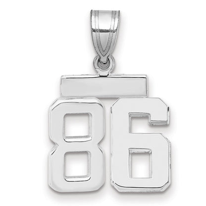 14K Weißgold kleiner polierter Zahl-86-Charm