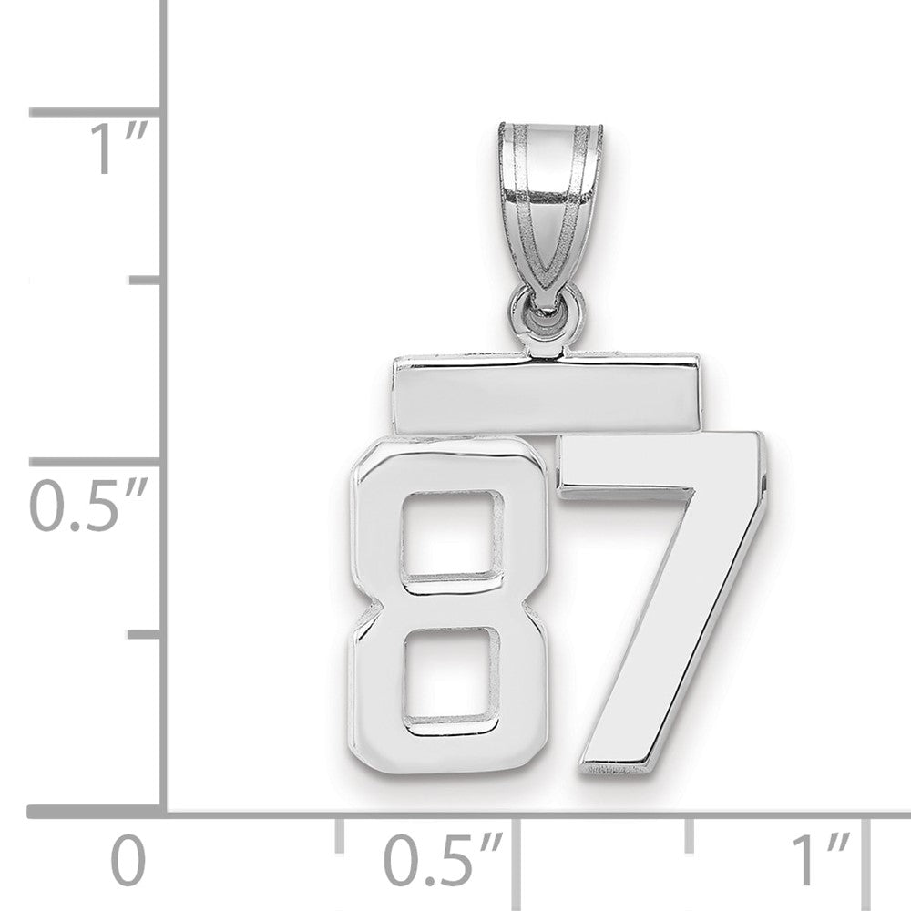 14K Weißgold kleiner polierter Charm mit Zahl 87