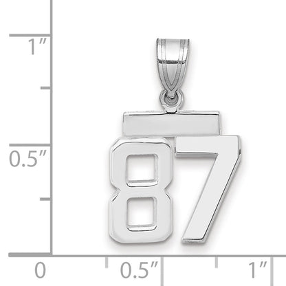 14K Weißgold kleiner polierter Charm mit Zahl 87