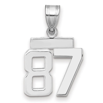 14K Weißgold kleiner polierter Charm mit Zahl 87