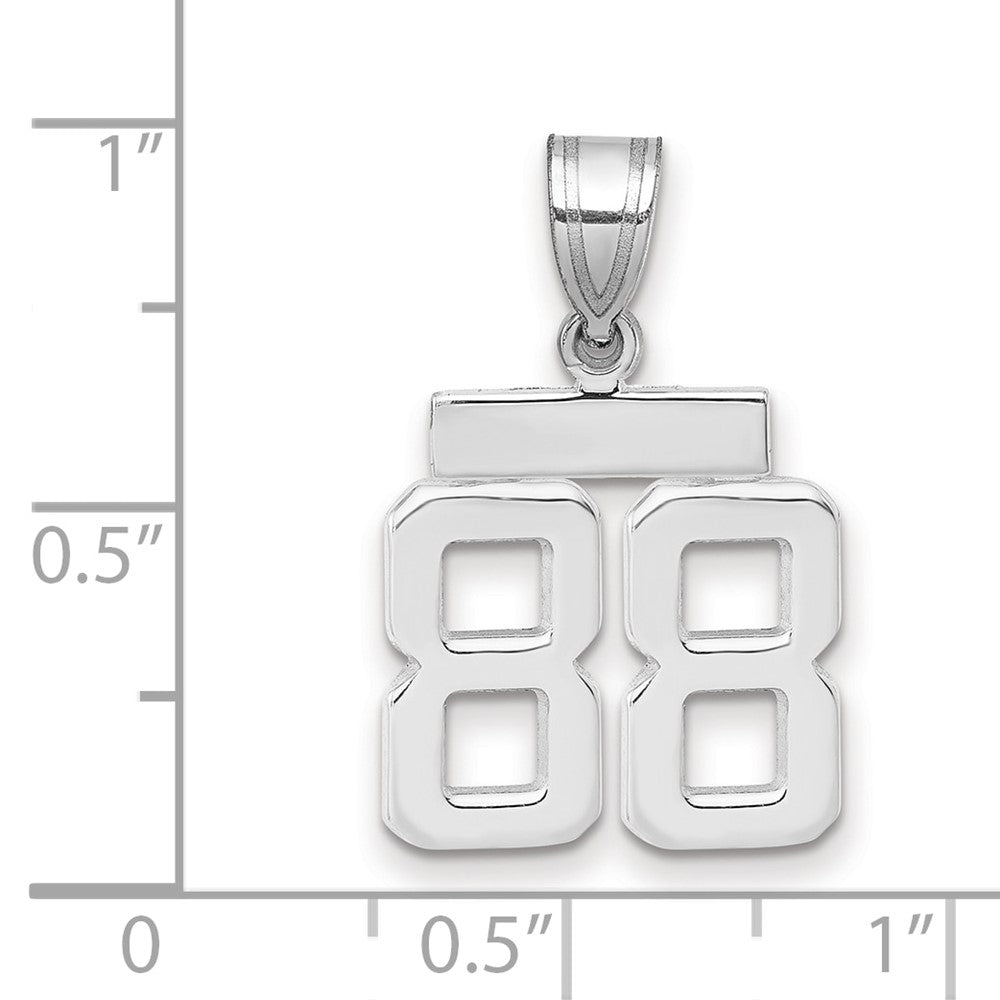 14K Weißgold kleiner polierter Charm Zahl 88