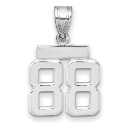 14K Weißgold kleiner polierter Charm Zahl 88
