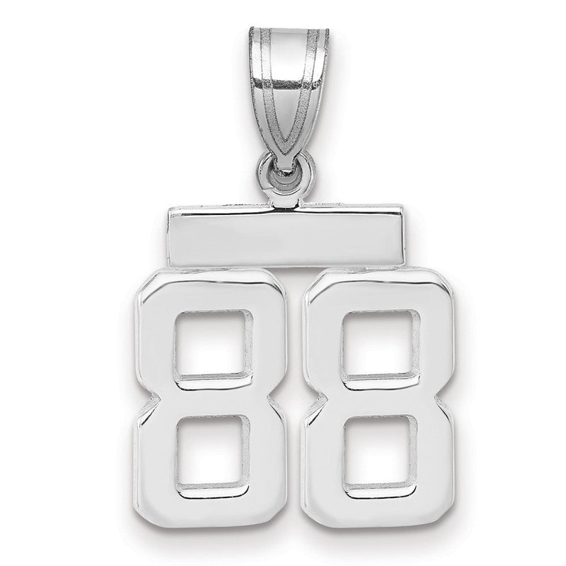 14K Weißgold kleiner polierter Charm Zahl 88