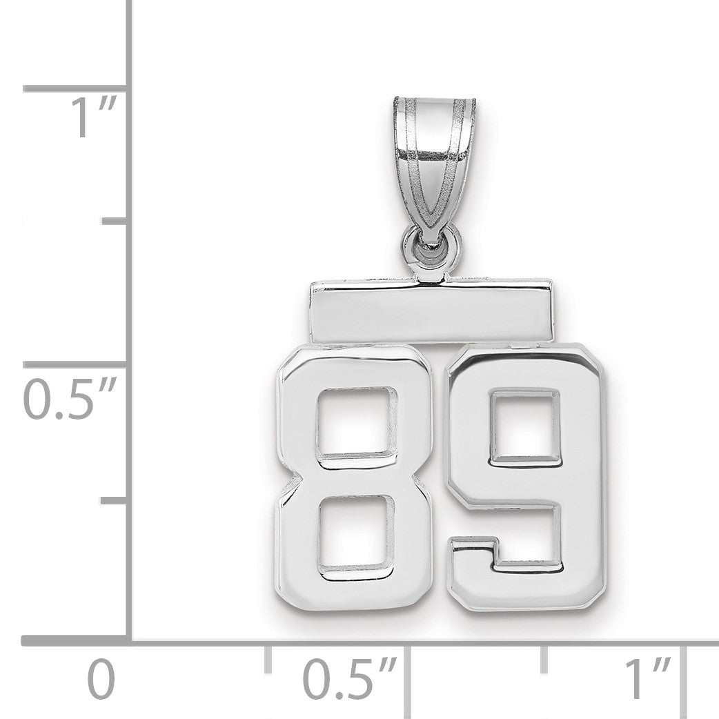 14K Weißgold kleiner polierter Charm „Zahl 89“