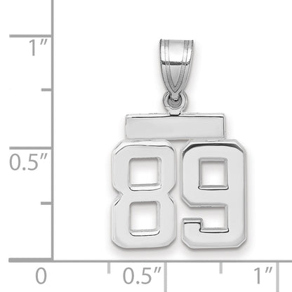 14K Weißgold kleiner polierter Charm „Zahl 89“