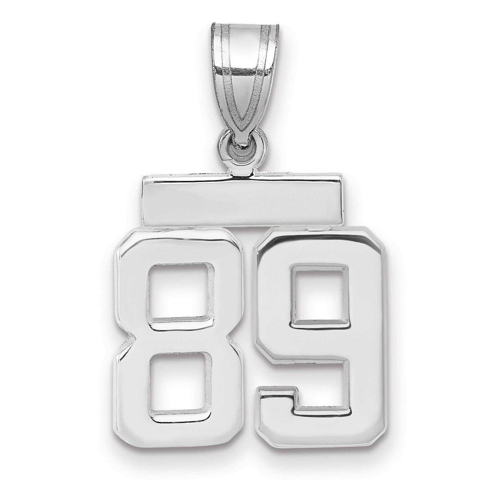 14K Weißgold kleiner polierter Charm „Zahl 89“