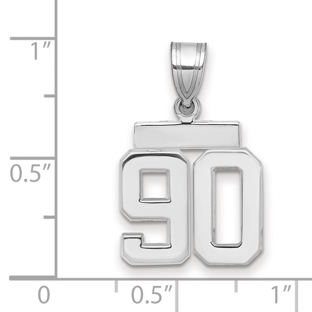 14K Weißgold Kleiner Polierter Charm Zahl 90