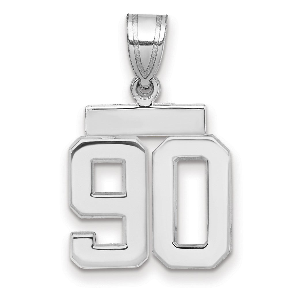 14K Weißgold Kleiner Polierter Charm Zahl 90