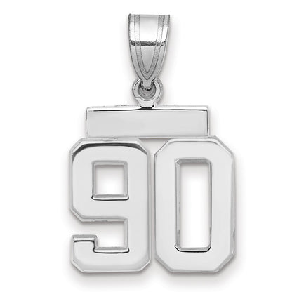 14K Weißgold Kleiner Polierter Charm Zahl 90