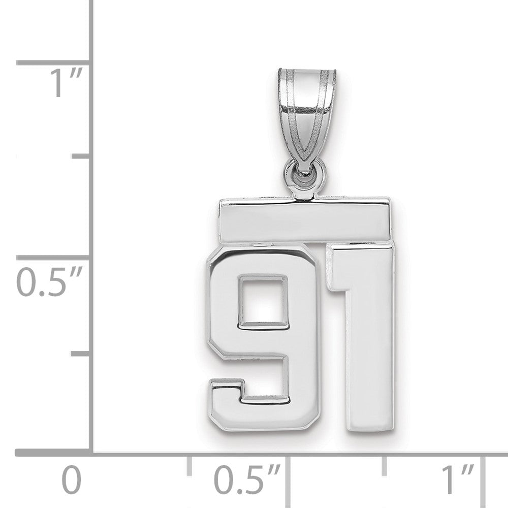 14K Weißgold Kleiner Polierter Charm Nummer 91