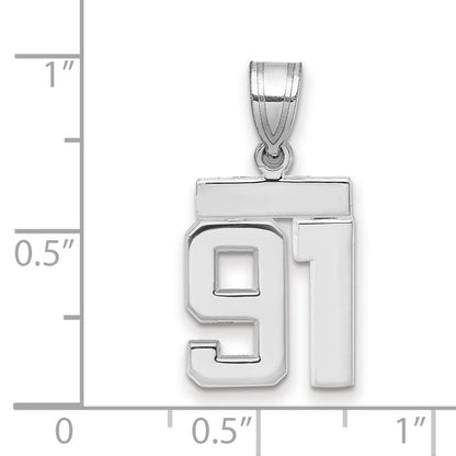 14K Weißgold Kleiner Polierter Charm Nummer 91