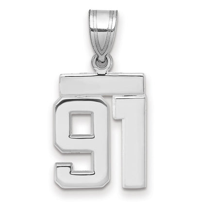 14K Weißgold Kleiner Polierter Charm Nummer 91