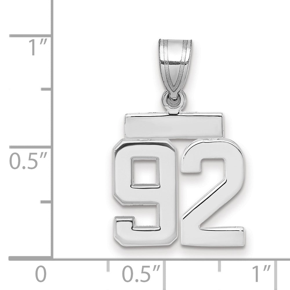 14K Weißgold kleiner polierter Charm mit Zahl 92